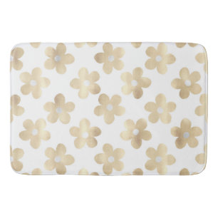 Retro Wit Goud Daisy Bloemen Badmat