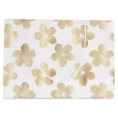 Retro Wit Goud Daisy Bloemen Groot Cadeauzakje (Achterkant)