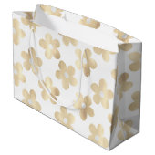 Retro Wit Goud Daisy Bloemen Groot Cadeauzakje (Achterkant Gekanteld)