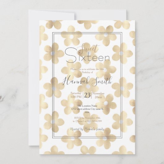 Retro Wit Goud Daisy Bloemen Kaart (Voorkant)