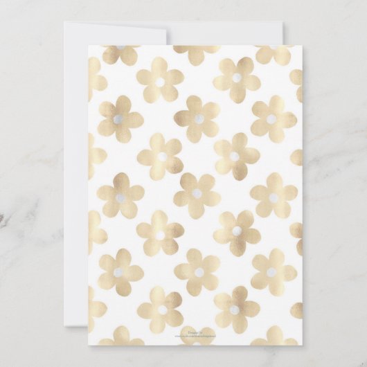 Retro Wit Goud Daisy Bloemen Kaart (Achterkant)