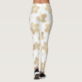 Retro Wit Goud Daisy Bloemen Leggings (Achterkant)