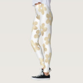 Retro Wit Goud Daisy Bloemen Leggings (Links)