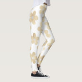Retro Wit Goud Daisy Bloemen Leggings (Rechts)