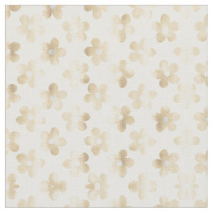 Retro Wit Goud Daisy Bloemen Stof