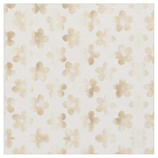 Retro Wit Goud Daisy Bloemen Stof (Close Up)