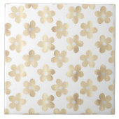 Retro Wit Goud Daisy Bloemen Tegeltje (Voorkant)