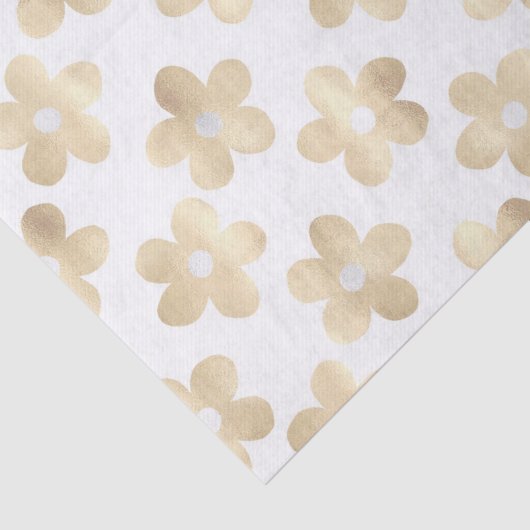 Retro Wit Goud Daisy Bloemen Tissuepapier (Detail)
