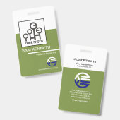 Retro Wit Groen Kolom Medewerker ID Badge (Voor- en achterkant)