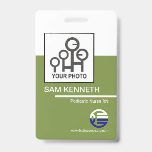 Retro Wit Groene Kolom Bedrijfsidentificatienummer Badge