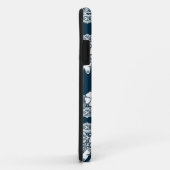 Retro wit kant met vlinders op een donkerblauwe b Case-Mate iPhone case (Achterkant/rechts)