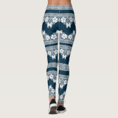 Retro wit kant met vlinders op een donkerblauwe b leggings (Achterkant)