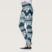 Retro wit kant met vlinders op een donkerblauwe b leggings (Links)