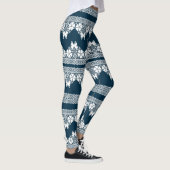 Retro wit kant met vlinders op een donkerblauwe b leggings (Rechts)