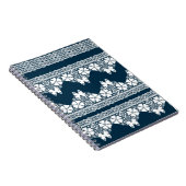 Retro wit kant met vlinders op een donkerblauwe b notitieboek (Rechterzijde)