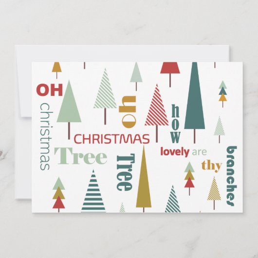 Retro Wit Kleurrijk Oh Kerstboom Fotokaart Kaart (Achterkant)