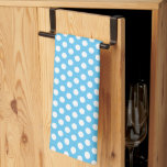 Retro  Wit Polka Dots Hemelsblauw Sjabloon Theedoek<br><div class="desc">Custom Elegant Classic Rustieke Witte Polka Dots Sjabloon Schattigee Keuken & Eten / Tafel & Keukenlinnen / Retro /  Hemelsblauw Keukenhanddoek.</div>