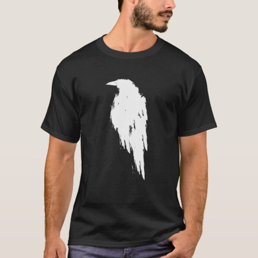 Retro wit Raven Crow ontwerp op de rug T-shirt (Voorkant)