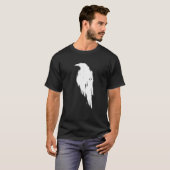Retro wit Raven Crow ontwerp op de rug T-shirt (Voorkant volledig)