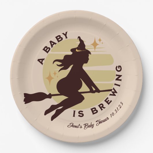 Retro Witch Baby is Baby shower Papieren Bordje (Voorkant)