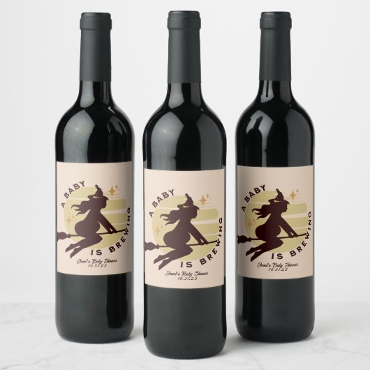 Retro Witch Baby is Baby shower Wijn Etiket (Flessen)
