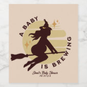 Retro Witch Baby is Baby shower Wijn Etiket (Enkel label)