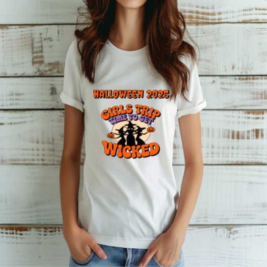 Retro Witch Girls Trip Halloween Kostuum T-shirt
