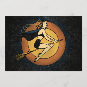Retro Witch Halloween Uitnodigingen