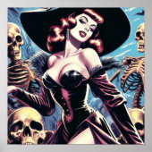 Retro Witch Horror Pin-up Poster (Voorkant)