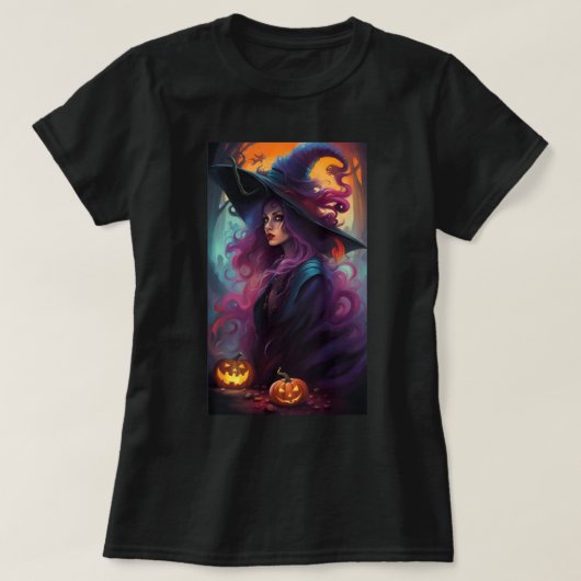 Retro Witch kleurrijk T-shirt (Design voorkant)