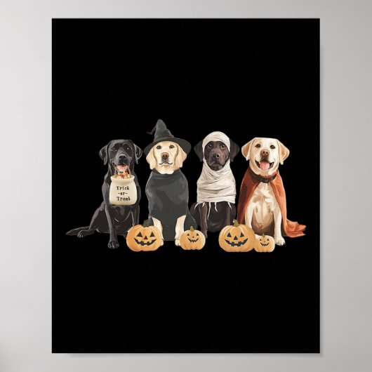 Retro Witch Labrador Retriever Halloween Labrador Poster (Voorkant)