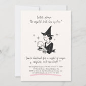 Retro Witch met Crystal Ball Halloween Party Kaart (Voorkant)