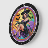 Retro Witch Oranje Moon Grote Klok (Hoek)