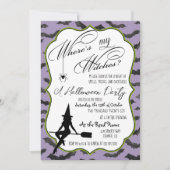 Retro Witch Paarse Halloween Party nodigt uit Kaart (Voorkant)