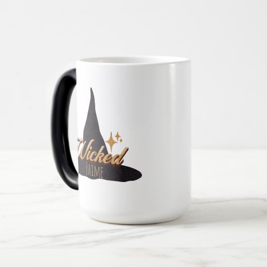 Retro Witch Pet Verduisterde naam Magische Mok (Voorkant links)