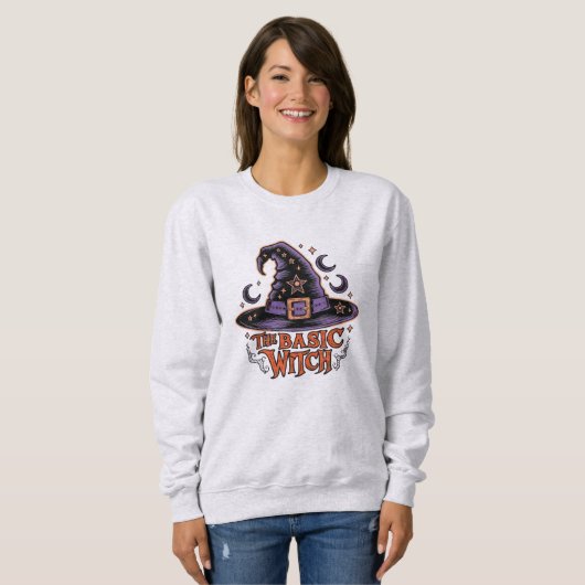 Retro Witch Spooky Script Halloween Kostuum Vrouwe Trui (Voorkant volledig)