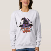 Retro Witch Spooky Script Halloween Kostuum Vrouwe Trui (Voorkant)