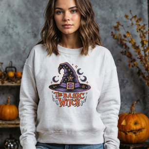 Retro Witch Spooky Script Halloween Kostuum Vrouwe Trui