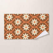 Retro Witte Bloemen op Bruin Ogee Bad Handdoek (Handdoek)