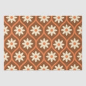 Retro Witte Bloemen op Bruin  Ogee Tissuepapier (Voorkant)