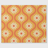 Retro witte bloemen op midden eeuw Sinaasappel Oge Cadeaupapier (Vlak)