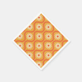 Retro witte bloemen op midden eeuw Sinaasappel Oge Servet (Hoek)