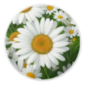 Retro witte bloemenwitte daisy patroon keramische knop (Voorkant)