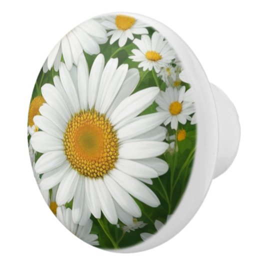 Retro witte bloemenwitte daisy patroon keramische knop (Rechts)