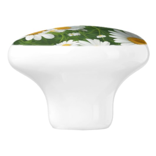 Retro witte bloemenwitte daisy patroon keramische knop (Zijkant)