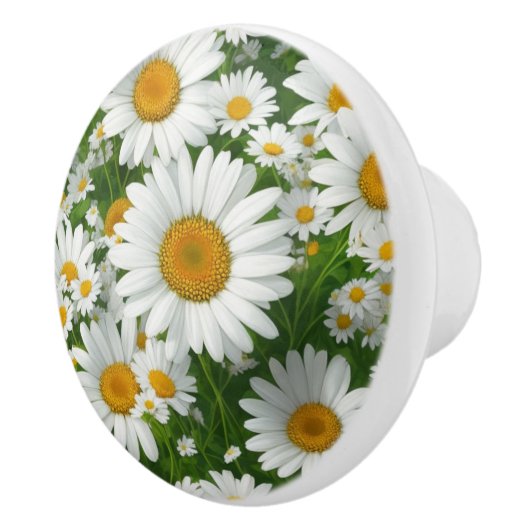 Retro witte bloemenwitte daisy patroon keramische knop (Rechts)