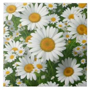 Retro witte bloemenwitte daisy patroon tegeltje