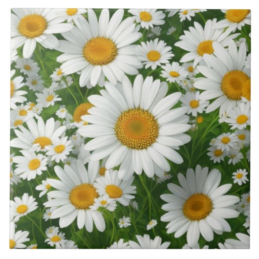 Retro witte bloemenwitte daisy patroon tegeltje (Voorkant)