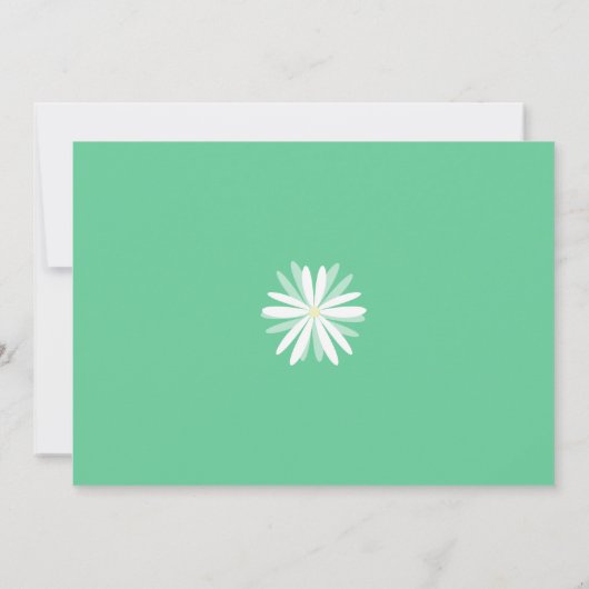 Retro Witte Daisies op Groene Bruiloft Kaart (Achterkant)