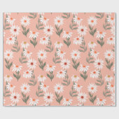 Retro Witte Daisy Cadeaupapier (Vlak)